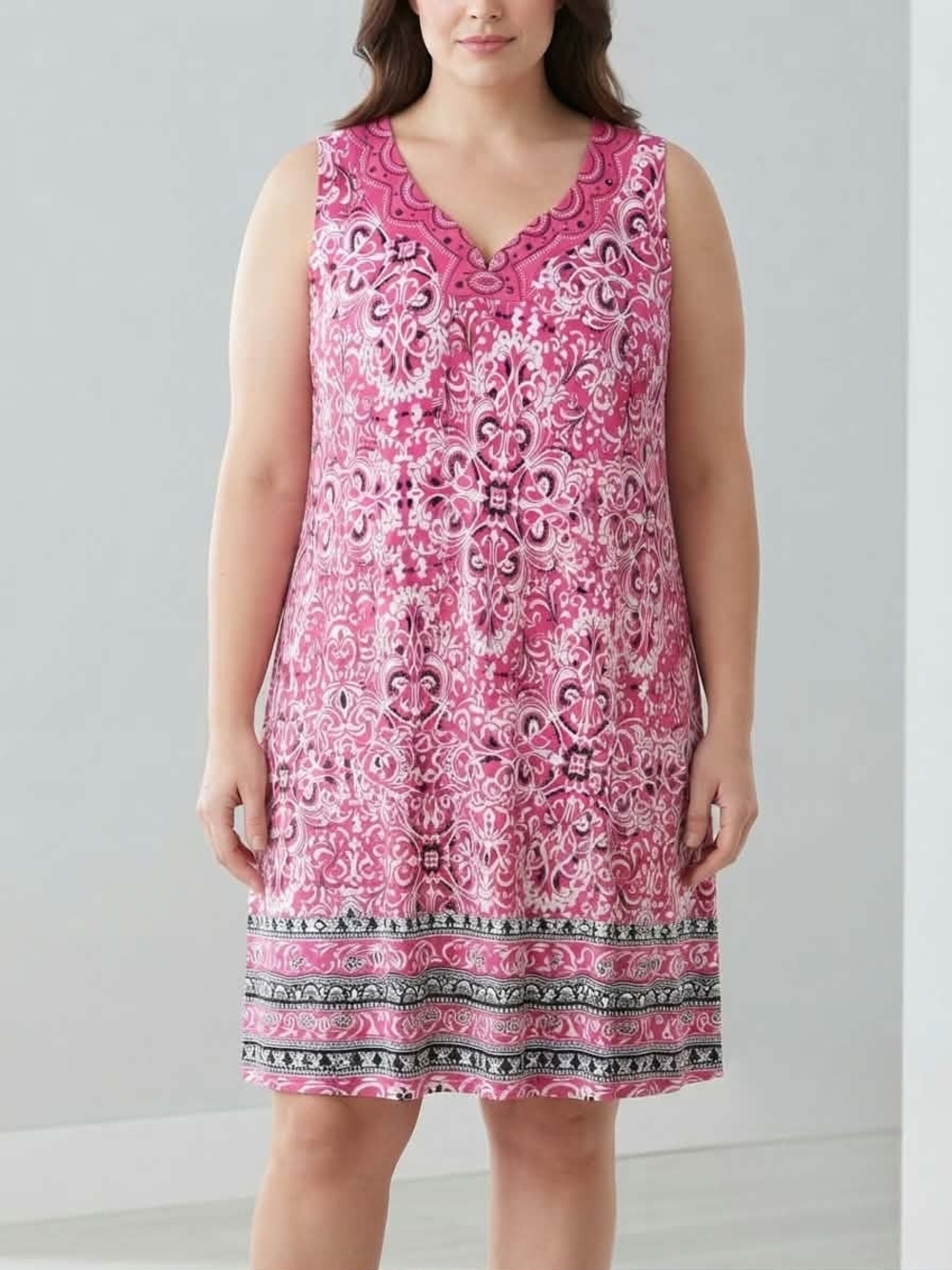Catherines Pink Paisley Sleeveless Tank Dress Size 4x